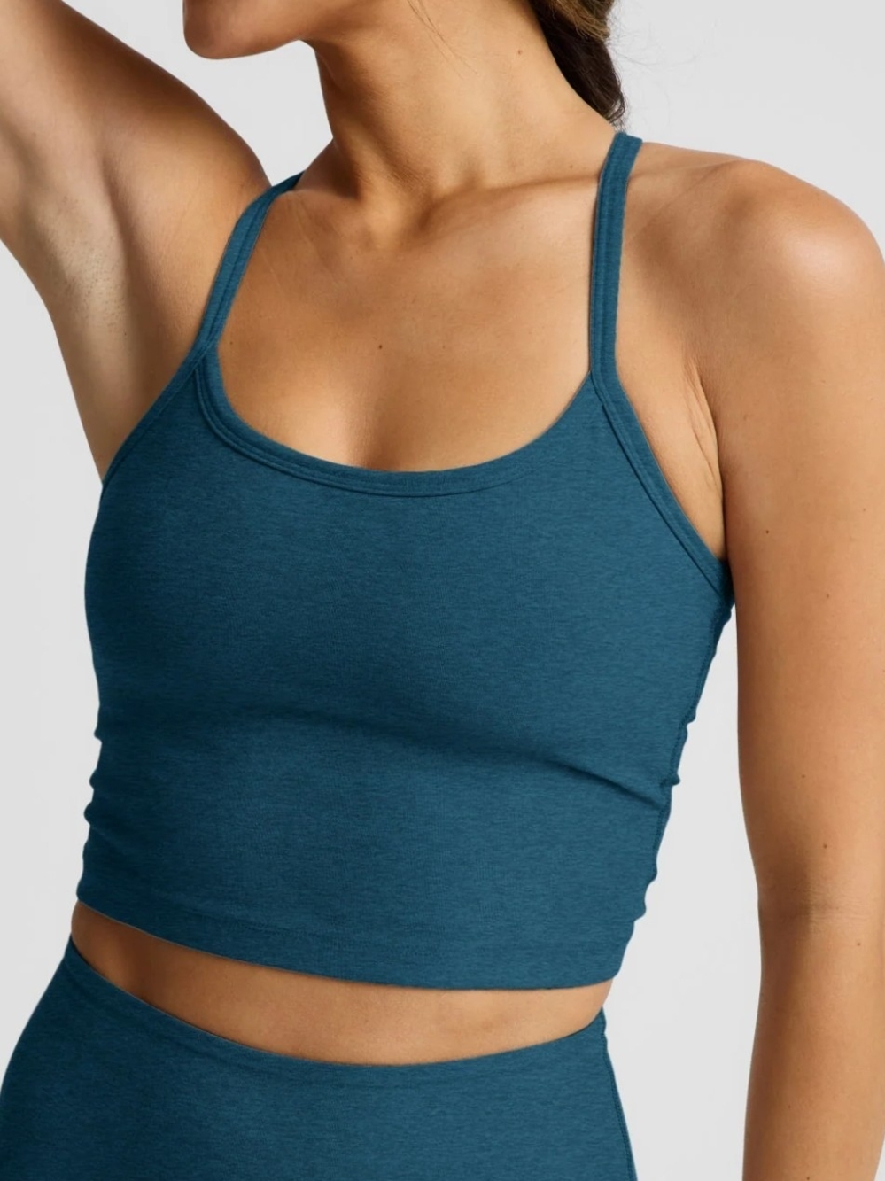 Beyond Yoga Blue Spacedye Slim Racerback Cropped Tank Large